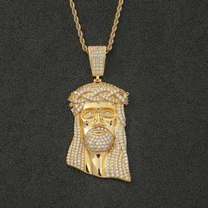 Лидер продаж, позолоченные ювелирные изделия, украшенные сверкающими подвесками для ожерелья в стиле хип-хоп, 18K, религиозные украшения