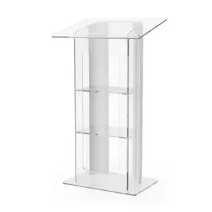 acrylic church pulpit with LED lighting Assembled Clear Acrylic Pulpit Lectern Podium School Furniture Commercial Furniture