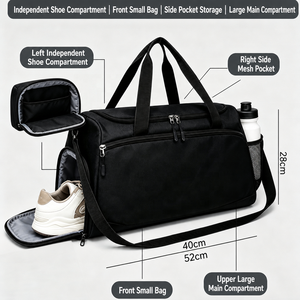 <span class=keywords><strong>Sac</strong></span> de <span class=keywords><strong>sport</strong></span> et de voyage en tissu Oxford imperméable 2026 avec <span class=keywords><strong>compartiment</strong></span> à <span class=keywords><strong>chaussures</strong></span> et poche humide, personnalisable avec logo, idéal pour le yoga et le fitness – Vente en gros - Product Image 3