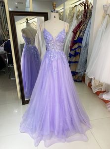 Bán buôn thêu Corset Emerald Lilac không tay prom Dresses bóng Gown Deep V sequin beading vải tuyn A-line công chúa gown - Product Image 5
