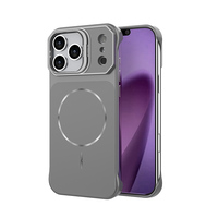 Coque magnétique ultra-fine sans bordure avec béquille en métal pour objectif d'appareil photo, coque de protection mate en PC pour iPhone 16 17 18
