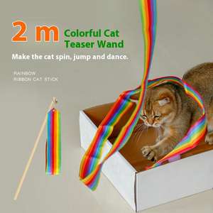 Jouets interactifs de luxe écologiques et éducatifs de haute qualité pour chat, avec canne à pêche, plumes, lin, clochette et ruban coloré - Product Image 4