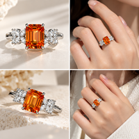 Bague de luxe pour femme en or 18 carats avec émeraude orange de laboratoire taille Fanta, certifiée IGI, pour mariage et soirée, bijoux fins, vente en gros OEM ODM