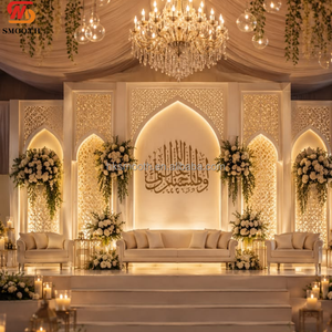 SMOOTH Luxury Islamic Hollow Backdrop <b>Wedding</b> Decor Aesthetic PVC Carved <b>Arched</b> Background Panel For <b>Wedding</b> Stage Backdrop - Product Image 1