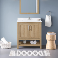 Meuble de salle de bain moderne sur mesure en mélaminé, ensemble de meubles de salle de bain avec vasque et deux portes, vente en gros