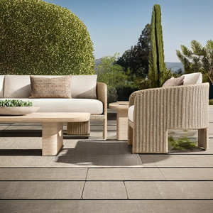 Bộ Sofa Liễu Gai Ngoài Trời Thiết Kế Mới 2022 Bộ Sofa Sân Vườn Hiện Đại Bộ Bàn Cà Phê Gỗ Tếch Bộ Vườn Mây - Product Image 1