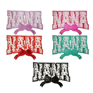 Nouvel arrivage : Patch NANA brodé en chenille et sequins, thermocollant, grande taille 27 cm - Product Image 1