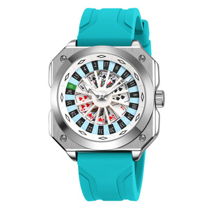 Creative <b>playing</b> <b>card</b> dial watch for men, silicone strap, personalized quartz wristwatch - Product Image 3