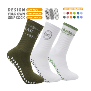 Бесплатный образец, низкий MOQ, нескользящие носки для йоги, индивидуальный дизайн, женские носки для пилатеса, вязаные носки для йоги средней длины - Product Image 1
