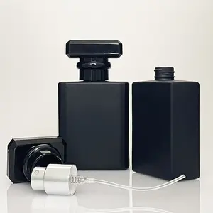 Envases Cosmeticos Frascos de Vidrio Para 50 ml 100ml parfüm şişesi boş dikdörtgen siyah parfüm şişesi lüks cam