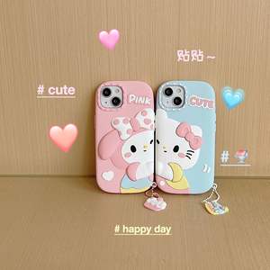 เคสซิลิโคนลายการ์ตูนแมวคิตตี้ยอดนิยม3D เคสมือถือแบบนิ่มสำหรับ <span class=keywords><strong>iPhone</strong></span> 14 <span class=keywords><strong>12</strong></span> 11 13 PRO MAX - Product Image 2