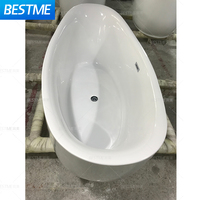 Baignoire en forme de bateau salle de bain de luxe autoportante en résine acrylique blanche polie baignoire à surface solide