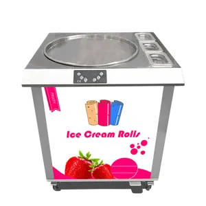 Hand stirring instant ice cream rolls machine