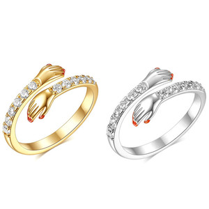 패션 보석 반지 포옹 반지 약혼을위한 크리스탈 조정 가능한 반지 - Product Image 6