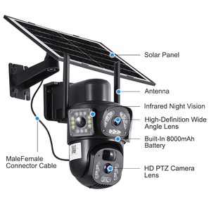 Telecamera PTZ Solare Wireless con 3 Obiettivi, Sicurezza Esterna WiFi, Telecamera CCTV Solare con Scheda SIM 4G - Product Image 6