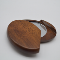 Miroir de poche en bois de rose haut de gamme, facile à transporter, forme elliptique, formes et bois personnalisables, cadeau pour femme