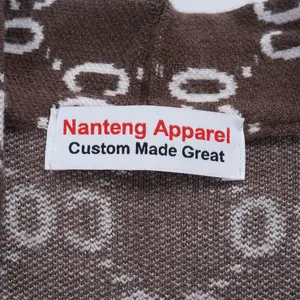 Nanteng personalizado Super fino logotipo completo Argyle Jacquard cuello en V para negocios lana prendas de punto botón hombres cárdigan suéter