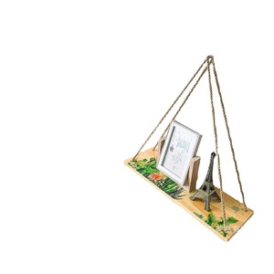 Solid Wood <b>Wall</b> <b>Mounted</b> <b>Shelf</b> Plant Pattern Rectangle Living Room Flower Pot Storage Rack - Product Image 5