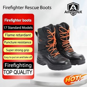 Bottes ignifuges AmpsafeX, résistantes à la pliage, en caoutchouc, protection des orteils de 17 pouces, bottes de travail pour pompiers en cas d'urgence - Product Image 3