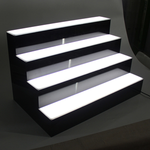 4 Steps Acrylic White LED Lighted Liquor Bottle Display Rack Lucite Led Wine Bottle <strong>Drinks</strong> <strong>Shelf</strong> for bar - Product Image 5