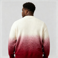 Pull tricoté dégradé à motif éléphant pour homme, avec logo personnalisé et lettres appliquées, fourni par le fabricant
