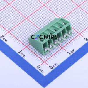 DB125-2.54-6P-GN-S Screw Terminal Block Through hole Component (THT),P=2.54mm Connector 1x6P 2.54mm Green Through Hole - Product Image 1
