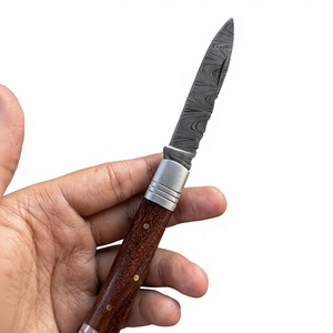 Couteau pliant de poche en acier Damas, manche en bois, haute qualité, multifonctionnel, qualité industrielle OEM, garantie 3 ans, pour détaillants, 59-60HRC - Product Image 3