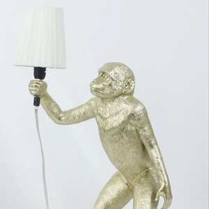 Gold Monkey Plug-in Table Lamp Animal Table Lamp Vintage Table Lamp Luxury Table Lamp with Fabric Table Lamp Shade for Hotel - Product Image 1