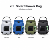 Douche solaire portable 20L pour camping, sac de douche en PVC Ripstop anti-fuite avec affichage de température, pommeau de pulvérisation pliable pour randonnée et plage