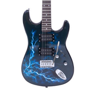 Guitarra Eléctrica Estilo DB en Negro y Azul Oscuro con Cable de Alimentación, Correa, Funda y Púas, de Palisandro/Arce/Tilo - para Uso Musical - Product Image 6