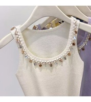 Bralette à bretelles fines de style français ornée de strass pour femmes, idéale pour l'été, design amincissant et rehausseur de silhouette.