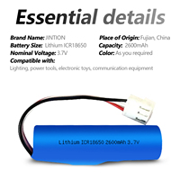Cellule lithium-ion rechargeable JINTION 3.7V 2600mAh ICR18650 OEM pour éclairage d'urgence, lampes solaires, batterie lithium