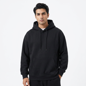 Sudadera con capucha negra personalizada de fábrica con estampado completo para hombre, 100% algodón, felpa francesa, sudadera deportiva con estampado completo. - Product Image 1