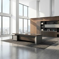 Bureau de direction de luxe en MDF E1, bureau moderne pour PDG, table de patron, finition importée, bureau de direction en forme de L, mobilier de bureau