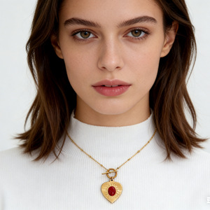 Collana con Ciondolo a Cuore Vintage 2026, Placcato Oro, Stile Retrò Geometrico, Charm OT, Gioielli alla Moda per Donne - Product Image 2