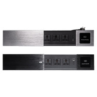 Cache-prise coulissant universel encastré pour table avec ports USB Type-C, prise électrique encastrée pour bureau, compatible EU, UK, AU, US, chargeur sans fil