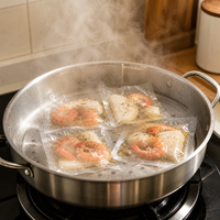 Sachet sous vide haute température transparent de qualité alimentaire à trois soudures latérales, taille personnalisée, pour l'emballage des œufs marinés