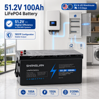 Batería LiFePO4 de 51.2V 100Ah con BMS de 100A, Carga Rápida 0.5C, Amplio Rango de Temperatura, IP65, para Uso Solar, RV, Marino, Sistemas de Respaldo Doméstico