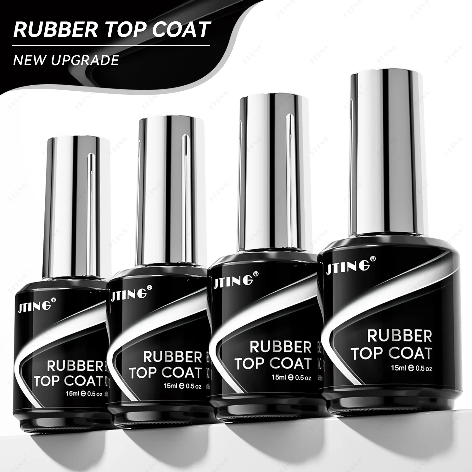 JTING Super quality long lasting shiny rubber top coat gel nail polish semi permanent soak off hema free no wipe top coat