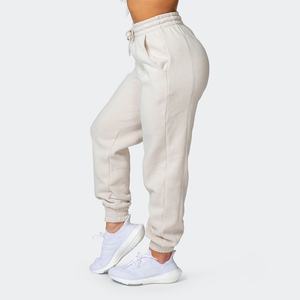 Pantalons de jogging en molleton pour femmes, surdimensionnés, en coton doux, avec cordon de serrage, imprimé logo, couleur violette, personnalisés - Product Image 5