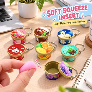 <b>Ice</b> <b>Cream</b> Simulation Stress Relief Keychain <b>Toy</b> Soft Rebound Squeeze Fidget Keyring Gift for Kids Adults - Product Image 2