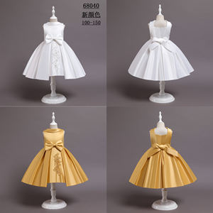 Vestido de tul de Navidad para niña pequeña, Multicolor, blanco, sin mangas, bordado de satén, Princesa, boda, noche, 2022 - Product Image 6