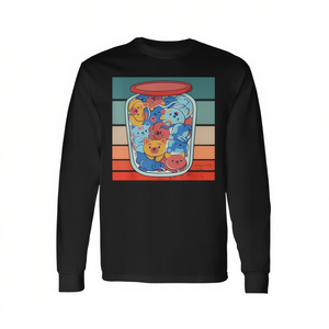 Camiseta de manga larga con diseño de gatos coloridos y lindos en un frasco para amantes de los gatos, diseño dulce - Product Image 2