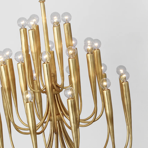 Lámpara de Araña/Colgante/Escolar de Latón Estilo Escultórico Americano con Brazos Curvos y Bombillas de Globo para Sala de Estar, Comedor, Cocina 110V - Product Image 4