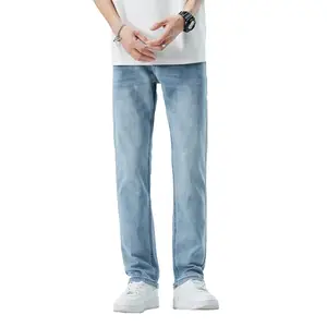 Summer new jeans men Europe and the United States simple slim straight youth stretch casual men's pants