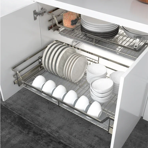Modern Kitchen Storage Cabinets Soft Closing Tray Side <strong>Pan</strong> Dish and Bowl Shelves Rack <strong>Drawers</strong> Pull Out Basket - Product Image 2