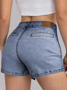 Jupe Courte en Jean Droite Taille Haute Sexy pour Femme, Respirante, Délavée et Froncée, Idéale pour l'Été et le Style Quotidien Streetwear – Vente en Gros - Product Image 2