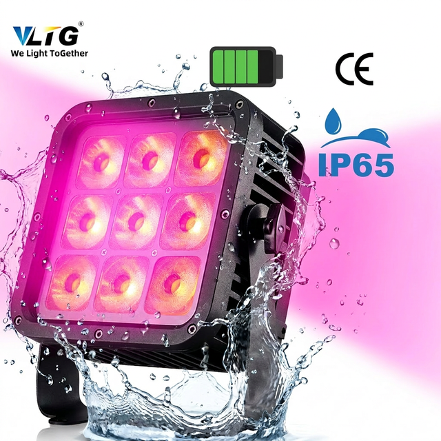 IP65 Waterproof Wireless Battery Par Light 9x12W RGBWA+UV 6in1 APP IR Remote DMX512 LED Uplight 3 Pack with Flight Case