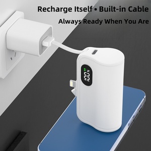 Nhỏ gọn di động 5000mAh mô hình mới điện thoại di động kho báu sạc viên nang Type-C 10W gan công nghệ ẩn đôi cắm in - Product Image 3