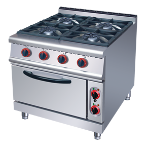 Thương Mại Sang Trọng Đứng Nhà Bếp Nhà Hàng Thiết Bị Hot Bán Thép Không Gỉ 4-Burner Gas Phạm Vi Với Gas Lò Burner USA Phong Cách - Product Image 1